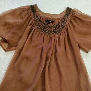 Forever 21 Rose Gold Sheer Blouse
